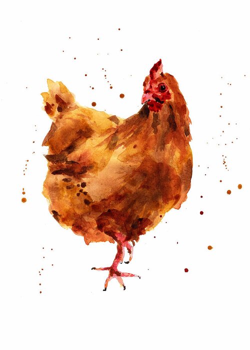 Animal Art Greeting Card featuring the painting Cheeky Chicken by Alison Fennell