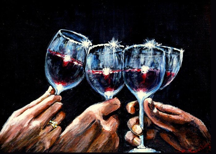 Wine Greeting Card featuring the painting Cheers in Red Wine by Mackenzie Moulton