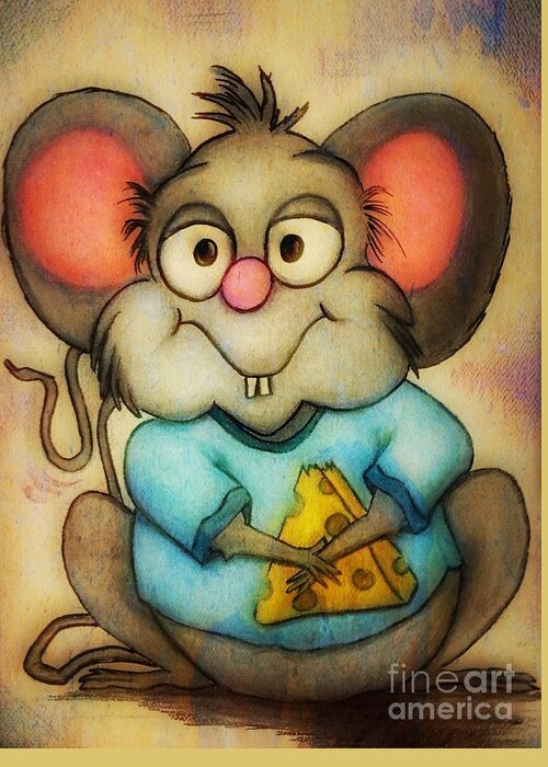 Cartoon Greeting Card featuring the painting Cheeze by Vickie Scarlett-Fisher