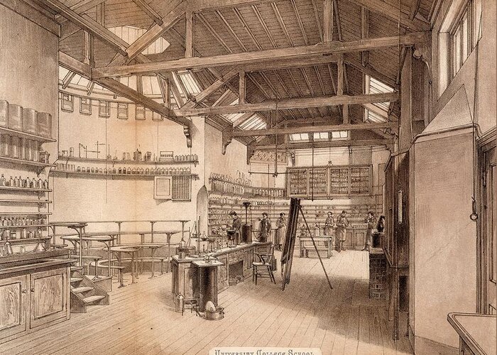Chemical Greeting Card featuring the photograph Chemical Laboratory And Lecture Theatre by Universal History Archive/uig