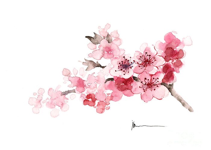 Spring Blossom Grey Botanical Greeting Card 'spring 