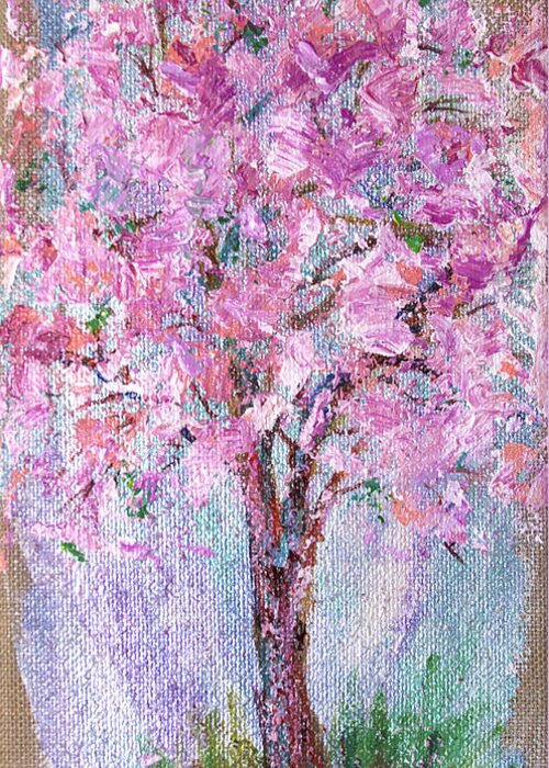 Cherry Blossoms Greeting Card featuring the painting Cherry Blossoms by Sally Quillin