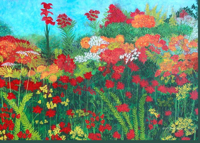 Modern Greeting Card featuring the painting Cheryl's Garden by Herb Dickinson