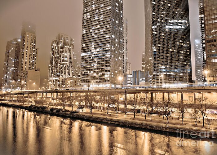 Chicago Greeting Card featuring the photograph Chicago Gilded by Brett Maniscalco