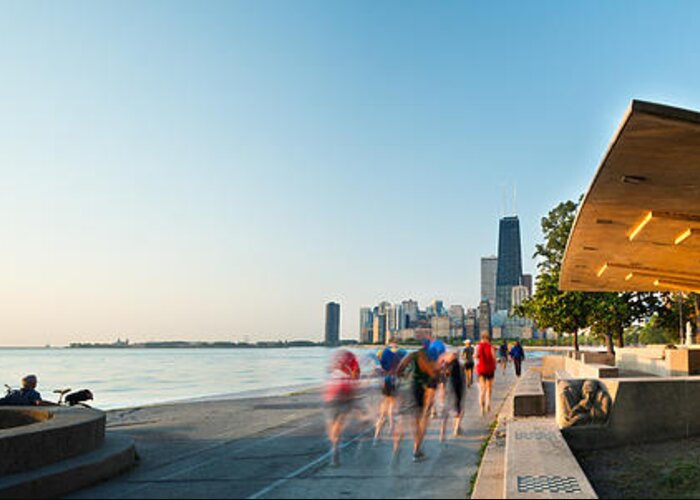 Chicago Greeting Card featuring the photograph Chicago Lakefront Panorama by Steve Gadomski