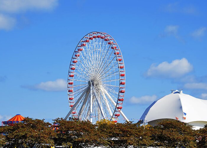 Ferris Greeting Card featuring the photograph Chicago Navy Pier Ferris Wheel by Alexandra Till