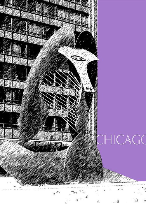 Architecture Greeting Card featuring the digital art Chicago Pablo Picasso - Violet by DB Artist