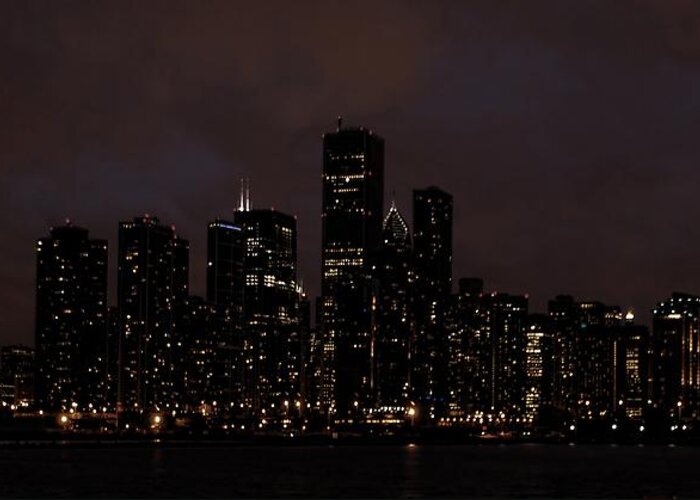 Chicago Greeting Card featuring the photograph Chicago Skyline at Night by Ken Smith