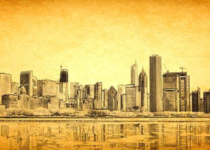 Chicago Panorama Greeting Card featuring the photograph Chicago Sunrise by Dejan Jovanovic