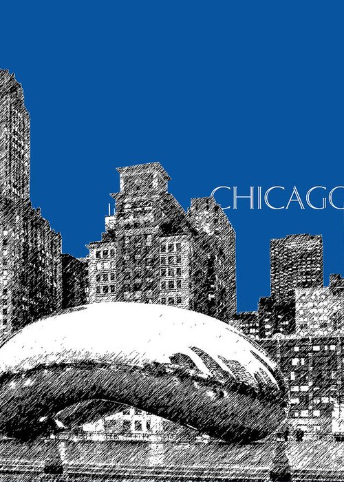 Architecture Greeting Card featuring the digital art Chicago The Bean - Royal Blue by DB Artist