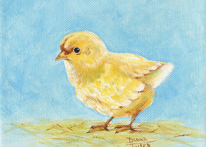 Chick Greeting Card featuring the painting Chick by Donna Tucker