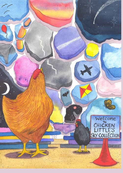 Chicken Greeting Card featuring the painting Chicken Littles Sky Collection by Catherine G McElroy