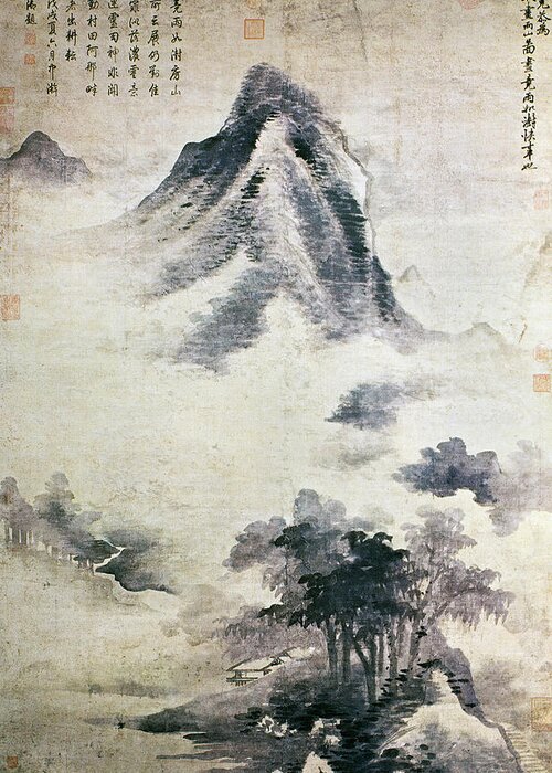 14th Century Greeting Card featuring the painting China Landscape by Granger