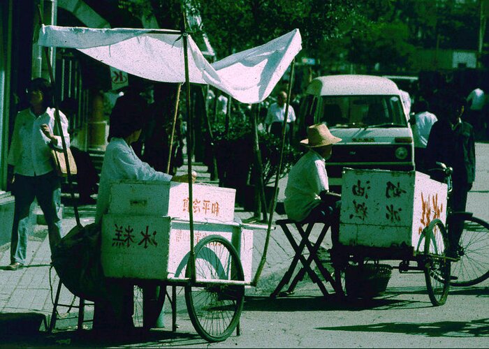  Greeting Card featuring the photograph Chinese Food Carts by John Warren
