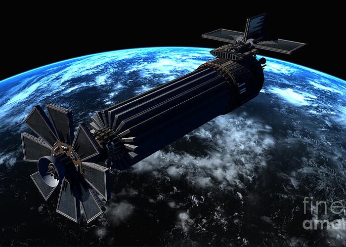 Satellite Greeting Card featuring the digital art Chinese Orbital Weapons Platform by Rhys Taylor