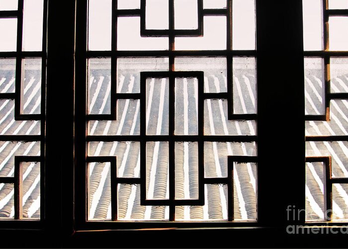 Chinese Greeting Card featuring the photograph Chinese Window Abstract by Charline Xia