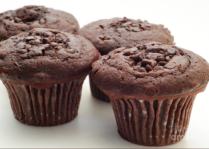 Muffin Greeting Card featuring the photograph Chocolate Chocolate Chip Muffins - Bakery - Breakfast by Andee Design