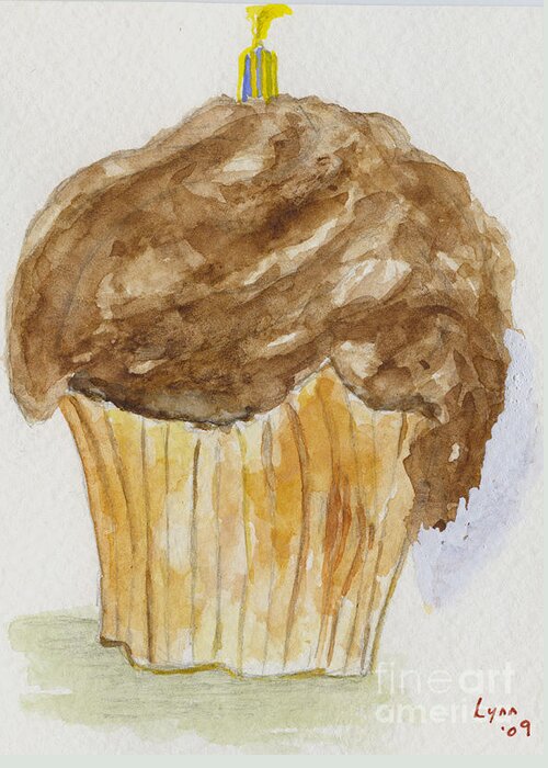 Just Delicious! Who Can Resist - A Chocolate Cupcake. Greeting Card featuring the painting Chocolate Cupcake by AFineLyne