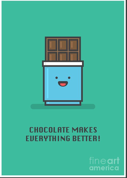 Love Greeting Card featuring the digital art Chocolate Makes Everything Better Line by Orange Vectors
