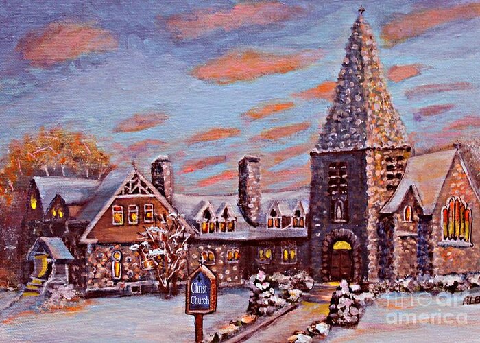 Christ Church Greeting Card featuring the painting Christ Church in the Setting Sunlight by Rita Brown