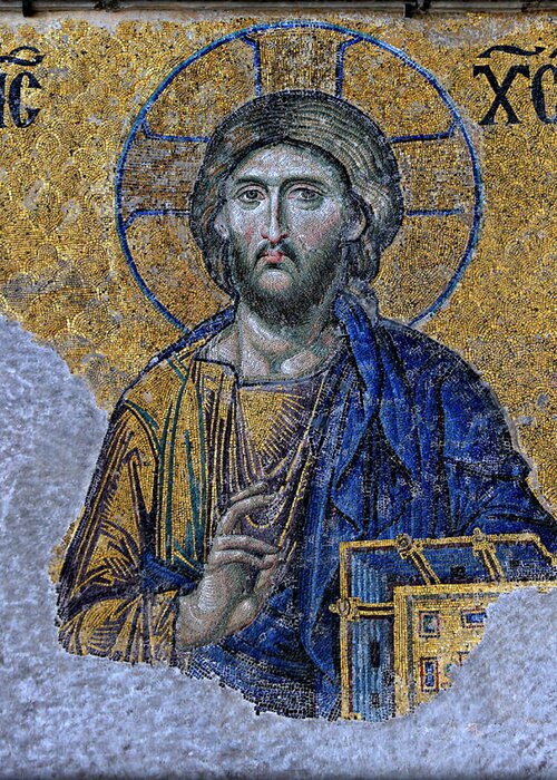 Christ Pantocrator Greeting Card featuring the photograph Christ Pantocrator -- Hagia Sophia by Stephen Stookey