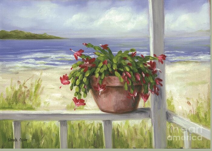 Christmas Cards Greeting Card featuring the painting Christmas Cactus by Glenda Cason