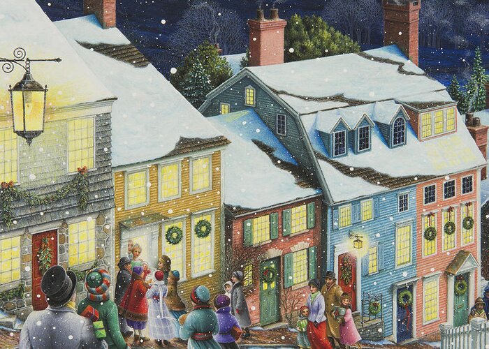 Christmas Card Greeting Card featuring the painting Christmas Carolers by Lynn Bywaters