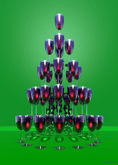 Wine Greeting Card featuring the digital art Christmas Cheers by Walter Neal