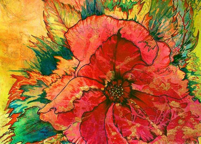 Christmas Greeting Card featuring the painting Christmas Flower by Nancy Cupp