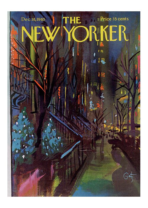 Christmas Greeting Card featuring the painting Christmas In New York by Arthur Getz