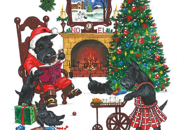 Painting Greeting Card featuring the painting Christmas MacDuff by Margaryta Yermolayeva