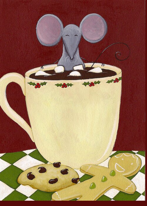 Mouse Greeting Card featuring the painting Christmas Mouse by Christy Beckwith