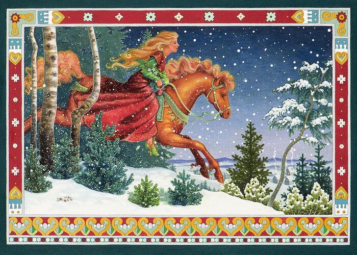 Christmas Greeting Card featuring the painting Christmas Ride by Lynn Bywaters
