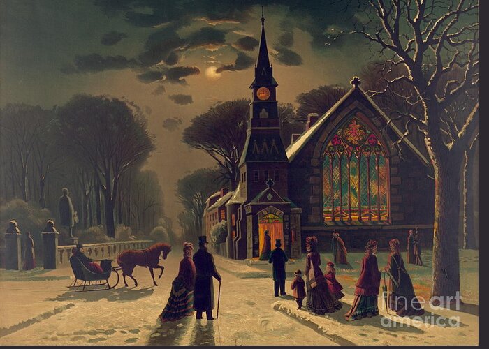 Vintage Greeting Card featuring the photograph Christmas Service 1878 by Padre Art