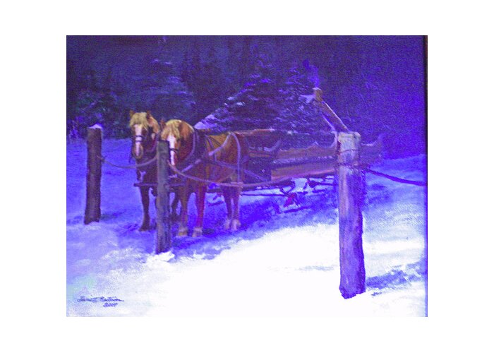 Greeting Card Greeting Card featuring the painting Christmas Sleigh Ride - Anticipation by Harriett Masterson