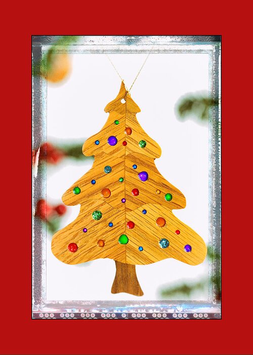 Christmas Greeting Card featuring the photograph Christmas Tree Art Ornament in Red by Jo Ann Tomaselli