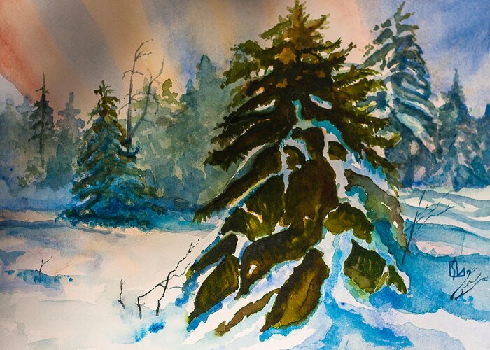 Tree Greeting Card featuring the painting Christmas Tree Forest by Lee Stockwell