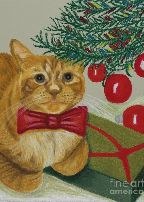 Christmas With Rufus By Annette M Stevenson Greeting Card featuring the painting Christmas With Rufus by Annette M Stevenson