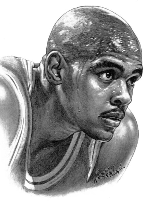 Chris Webber Greeting Card featuring the drawing Chrs Webber by Harry West