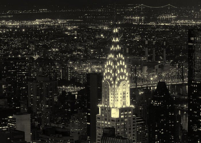 Nyc Greeting Card featuring the photograph Chrysler Building Nyc Panoramic by Joseph Hedaya