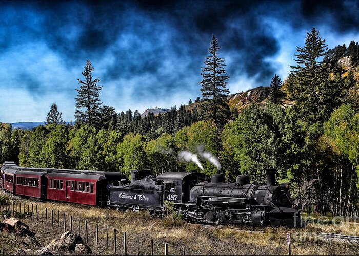Cumbres-toltec Train Greeting Card featuring the photograph Chugging Along by Jim McCain