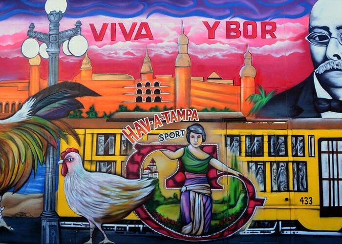Ybor City Florida Greeting Card featuring the photograph Cigar City Street Mural by David Lee Thompson