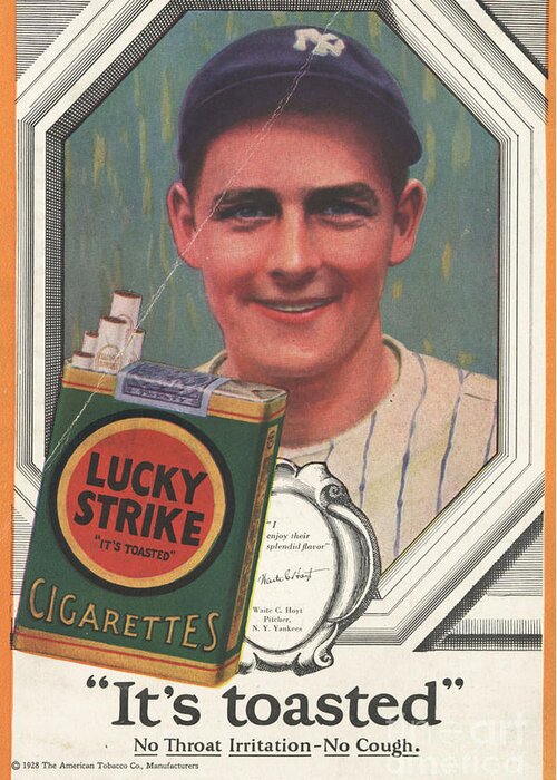 Vintage Greeting Card featuring the photograph Cigarette Lucky Strike Baseball Poster by Action