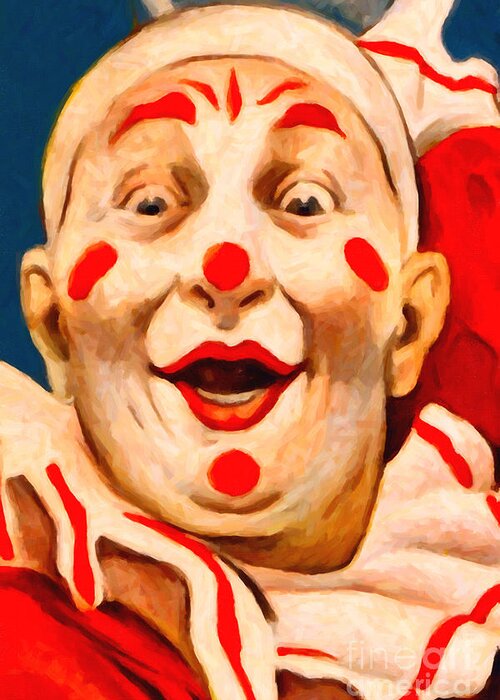 Clown Greeting Card featuring the photograph Circus Clown - 2012-1230 - Painterly by Wingsdomain Art and Photography