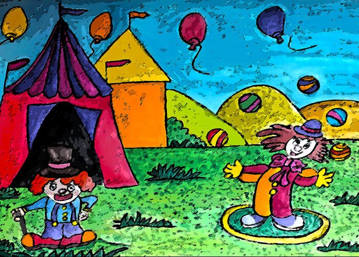 Circus Greeting Card featuring the painting Circus by Monica Engeler