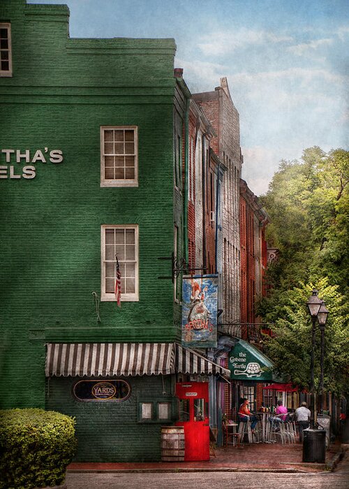 Baltimore Greeting Card featuring the photograph City - Baltimore - Fells Point MD - Bertha's and The Greene Turtle by Mike Savad