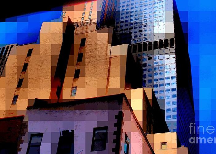 Retro Greeting Card featuring the photograph City Blocks - Building Blocks - Architecture of New York City by Miriam Danar