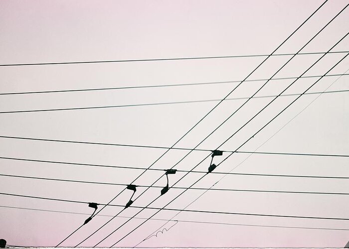 Music Greeting Card featuring the photograph City Electricity Wires Crossing by @ Bing Yan