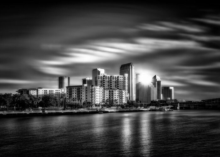 Monochrome Greeting Card featuring the photograph City of Reflection in Monochrome HDR by Michael White