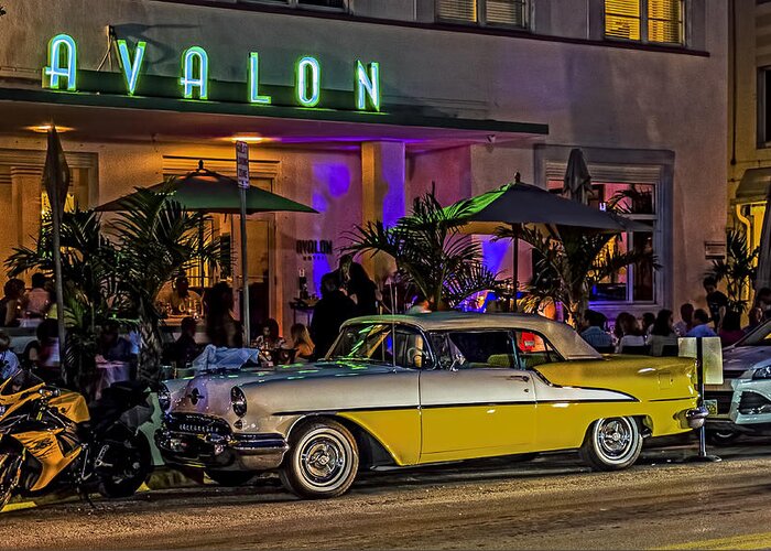Classic Car Greeting Card featuring the photograph Classic Car at the Avalon by Rob Tullis